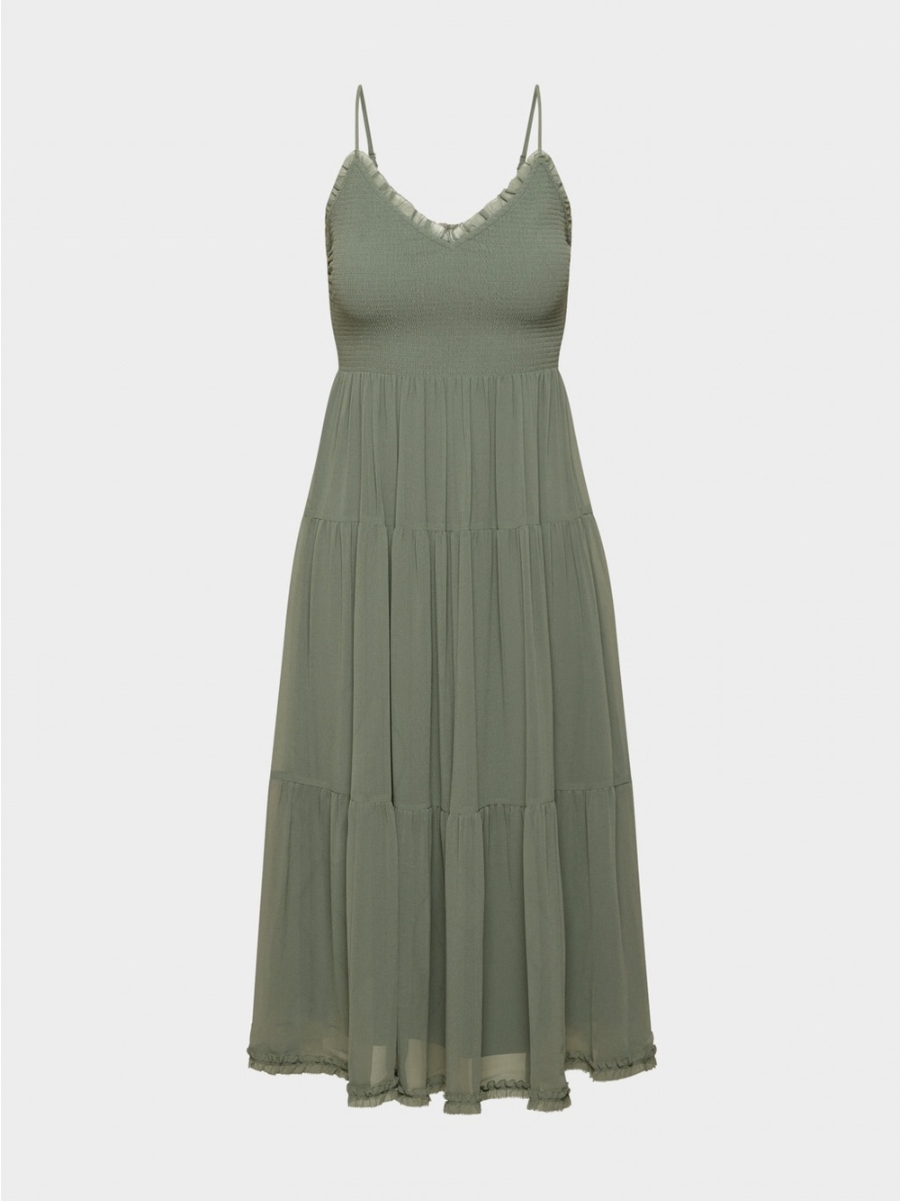 Aritzia Olive Green Smocked Midi Dress